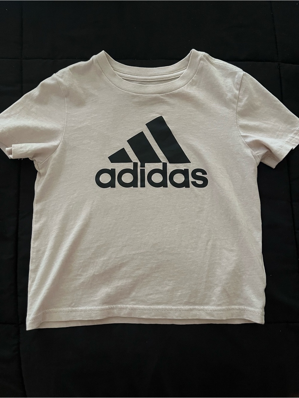 adidas White Tee with Black Logo for Kids